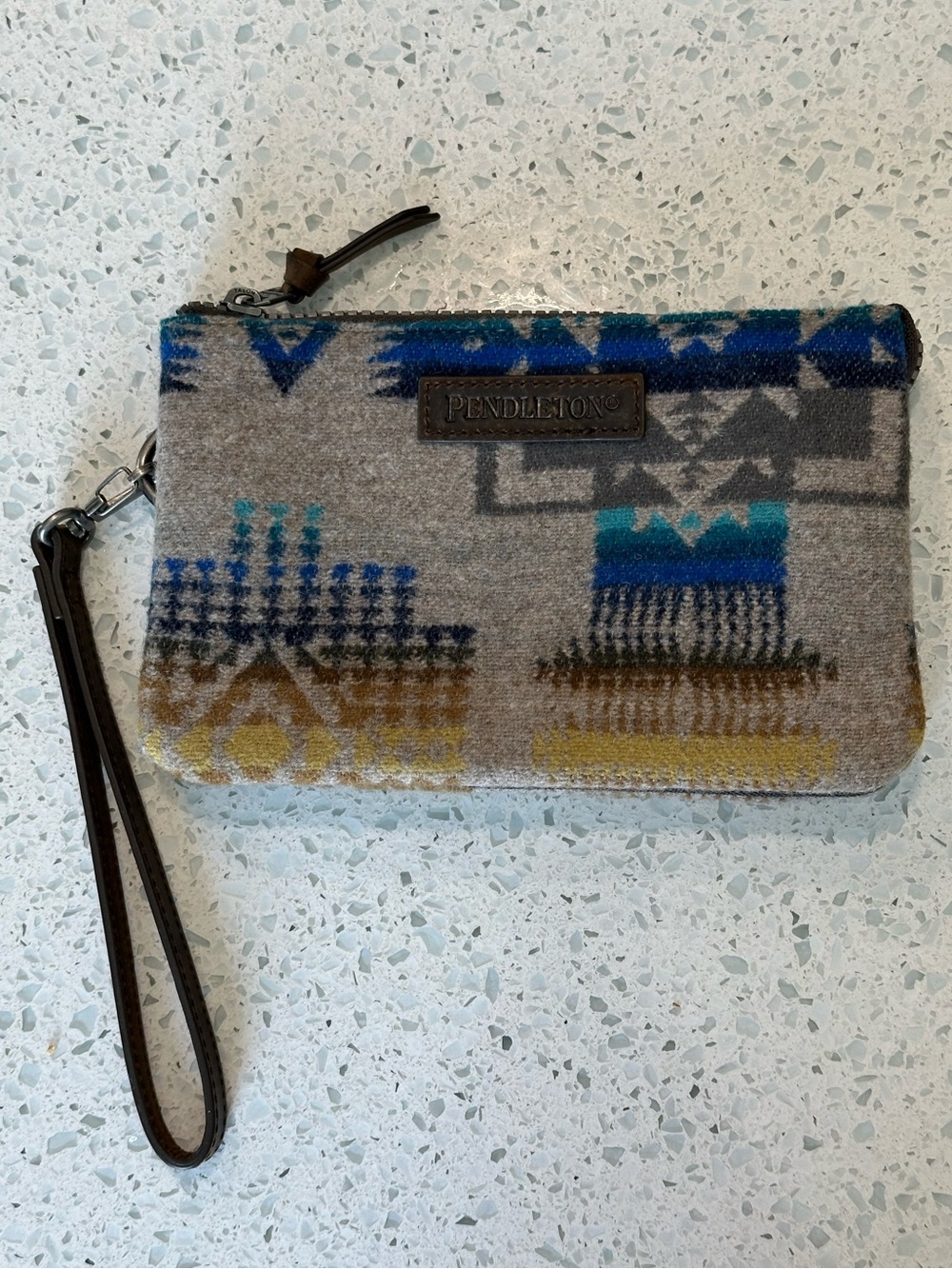 Pendleton Three Pocket Keeper Wristlet in Gray/Blue